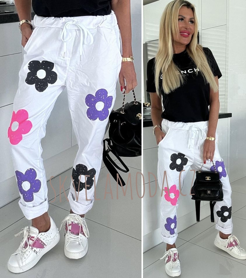 Dámské kalhoty BAREVNÉ KVĚTY