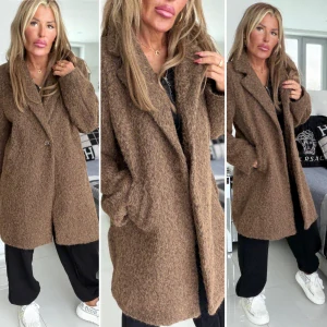 Dámský jakoby vlněný kabát JEDEN KNOFLÍK