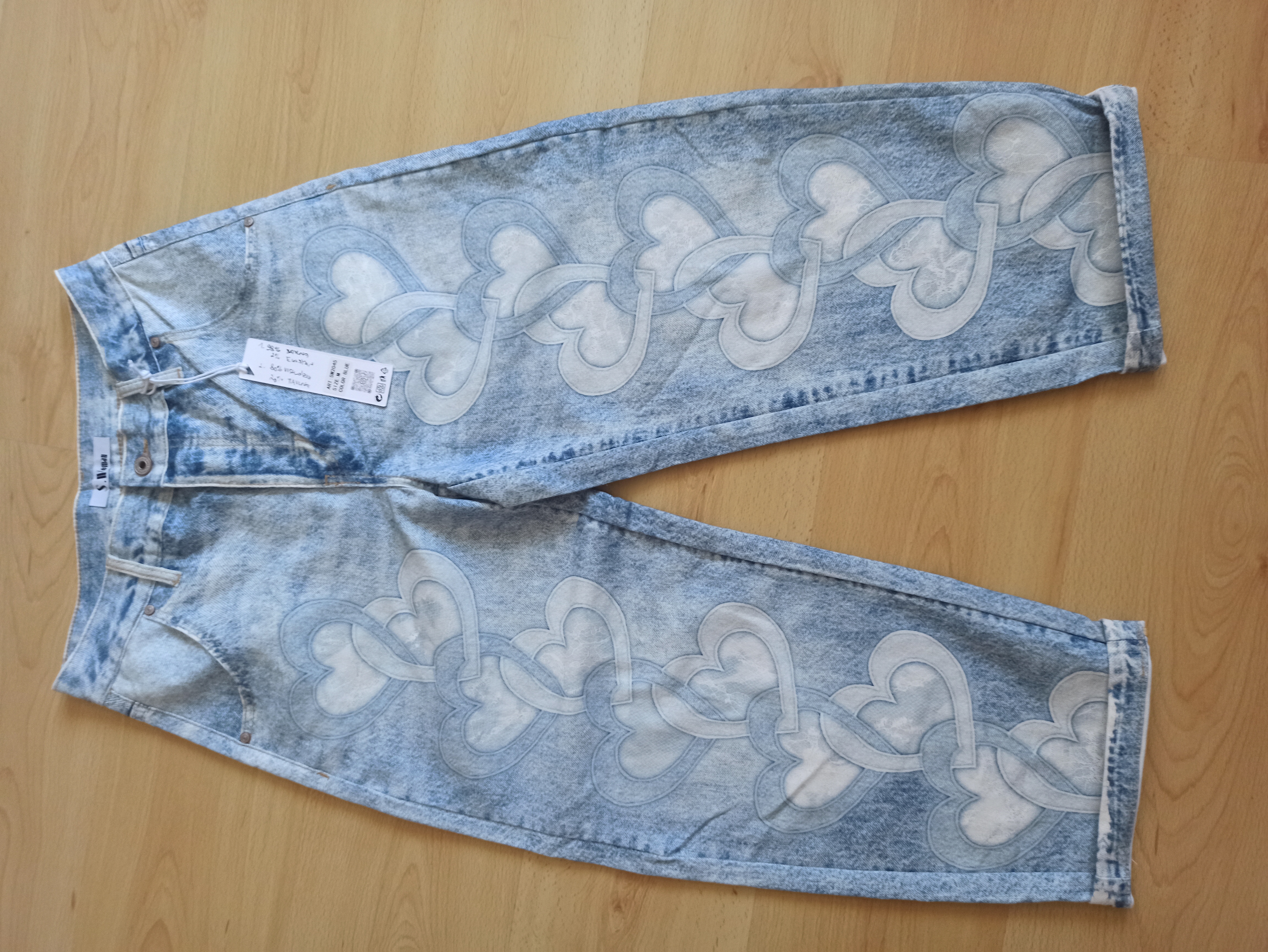 Dámské kalhoty jeans capri SRDCE 